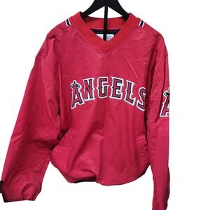 VTG MLB Majestic Athletic Los Angeles‎ Angels Pullover Jacket Mens XL Red Blue